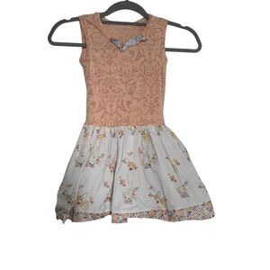 Firefliez Girl's Size 6 Pink White Deer Print Sleeveless Dress